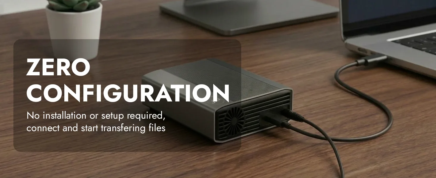 Zero configuration: no installation or setup, connect and start transferring files